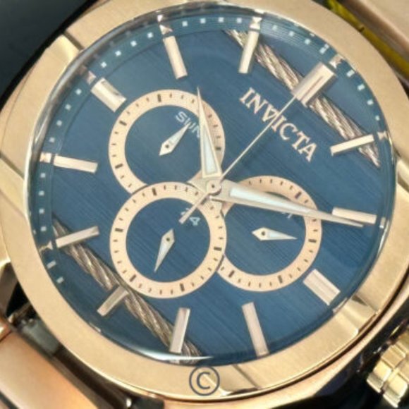 NEW Invicta 31835 Bolt 48MM Blue Dial Rose-Tone Stainless Steel Bracelet Watch - Picture 2 of 10